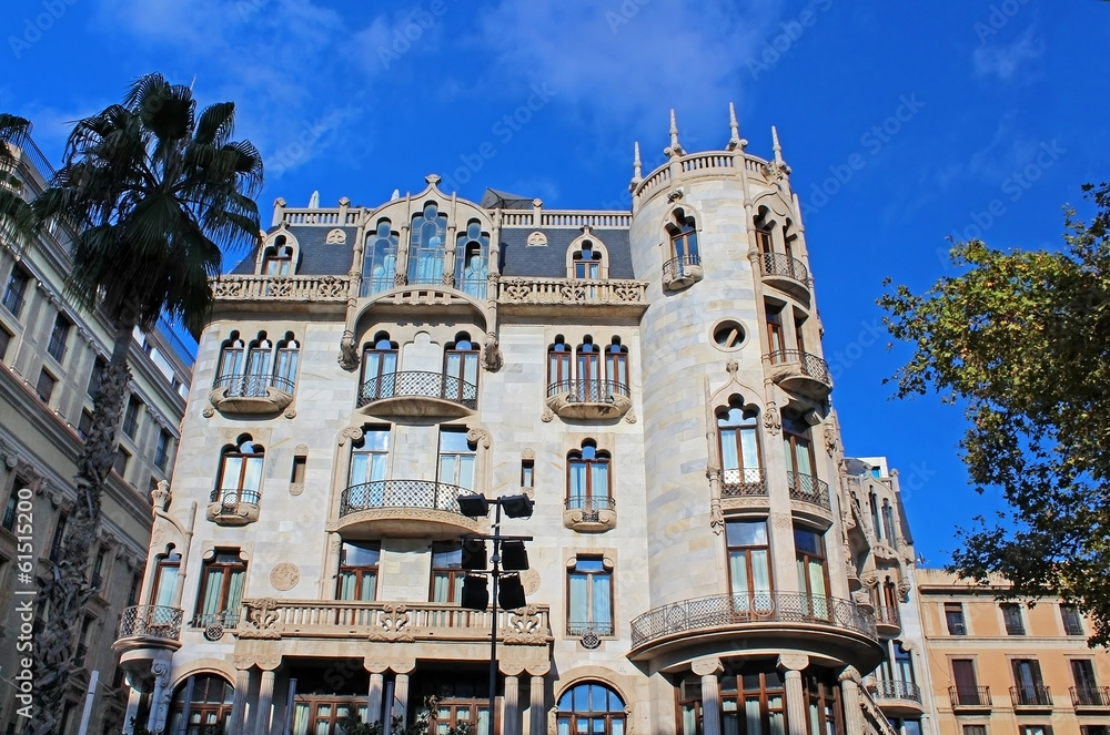 Building facade of great architectural interest in Barcelona