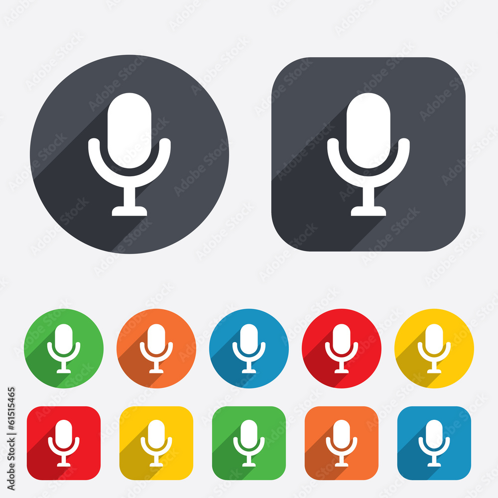Microphone icon. Speaker symbol. Live music sign Microphone icon. Speaker symbol. Live music sign