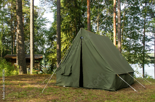 Oldschool soviet tent in nothern forest