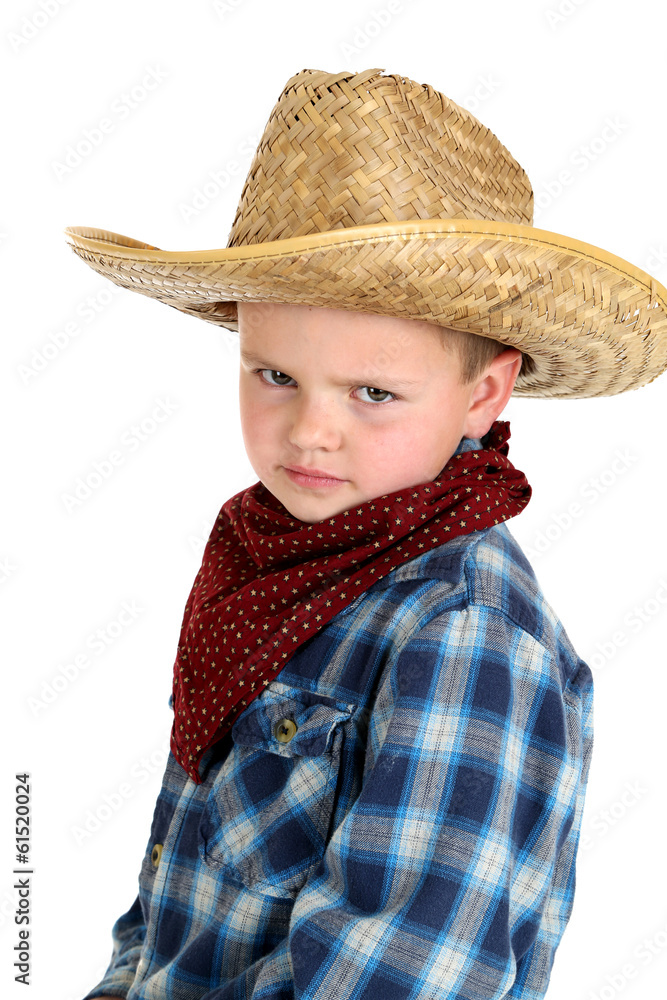 funny glraing young cowboy wearning hat and bandana funny glraing young cowboy wearning hat and bandana