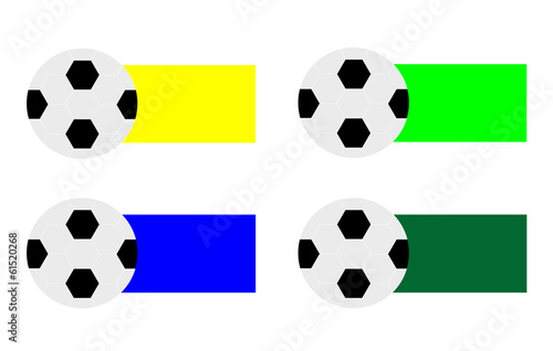 Four Soccer Balls with Yellow  Brown  Blue and Green Flag