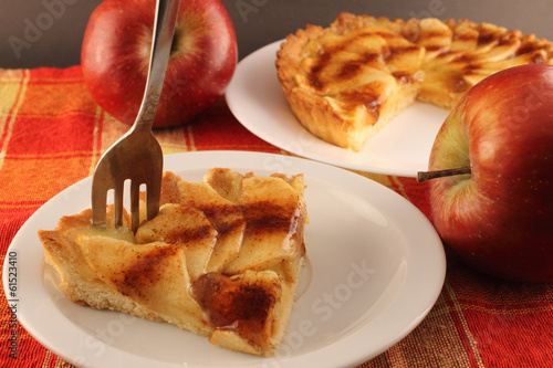 Portion of apple pie on a plate photo