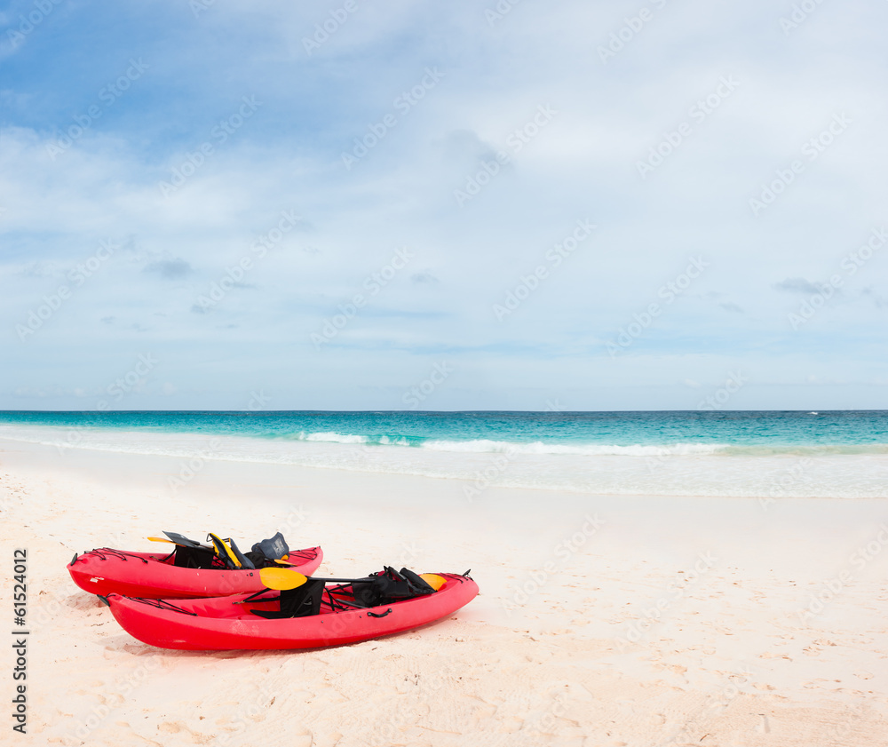 Kayaks at beach