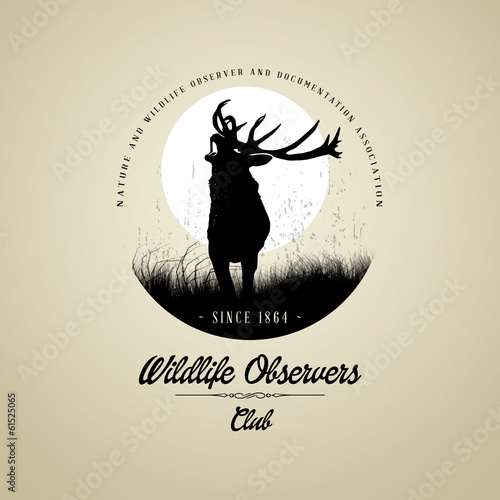 Wildlife Observers with Deer buck on fool moon badge