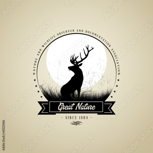 Lonely Deer buck on fool moon badge