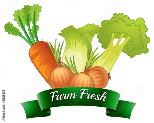 A farm fresh label with fresh vegetables