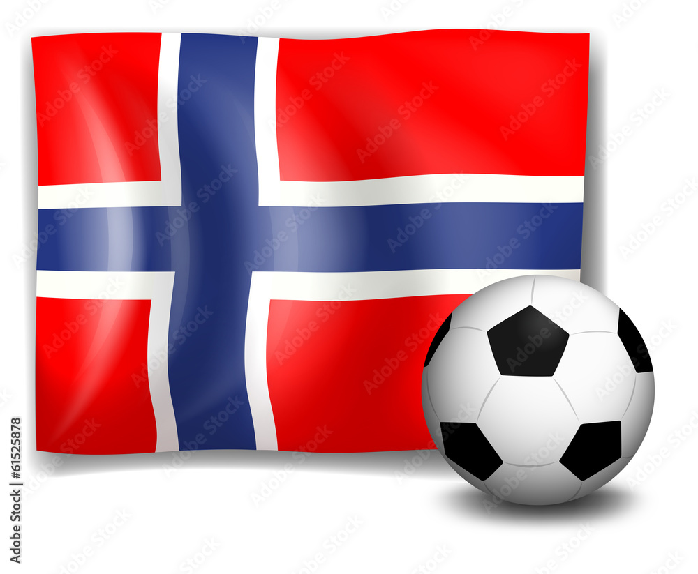 Obraz premium The flag of Norway with a soccer ball