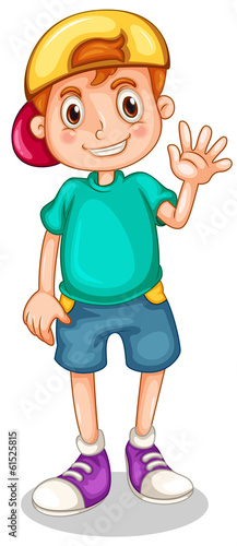 A young gentleman waving his hand