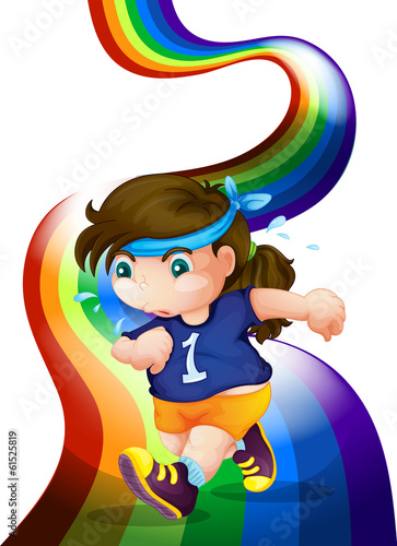 A woman jogging at the rainbow
