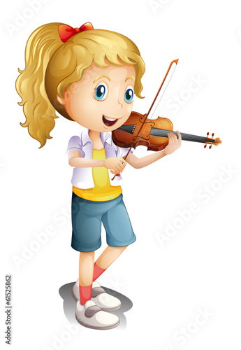 A girl playing with her violin