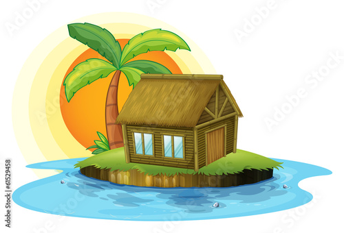 An island with a bamboo house