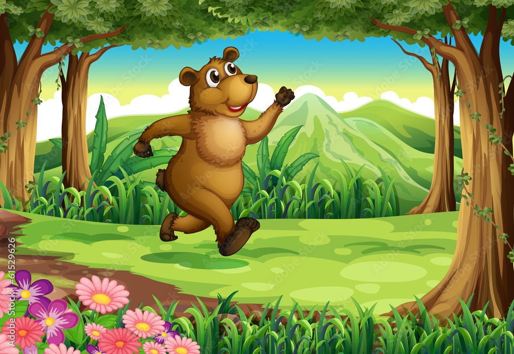 Fototapeta premium A bear running at the forest