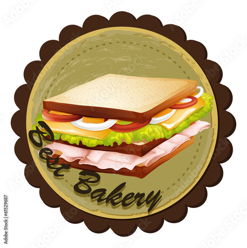 A best bakery label with a sandwich
