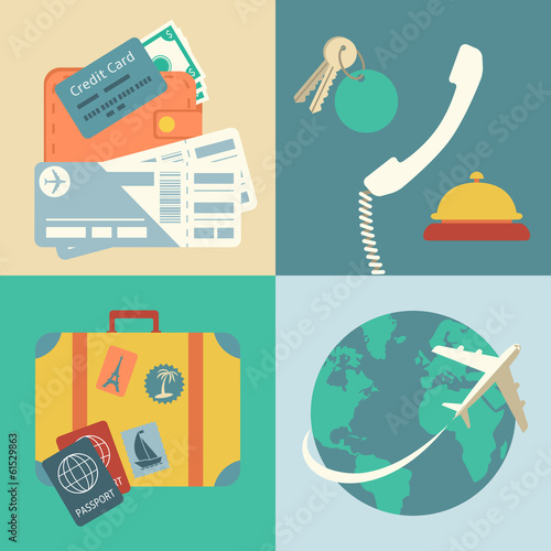 Vacation travel icons set