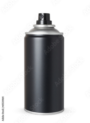 Blank black spray can, isolated on white background