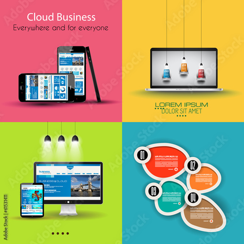 Flat Design Interface template for infogrphics, social media