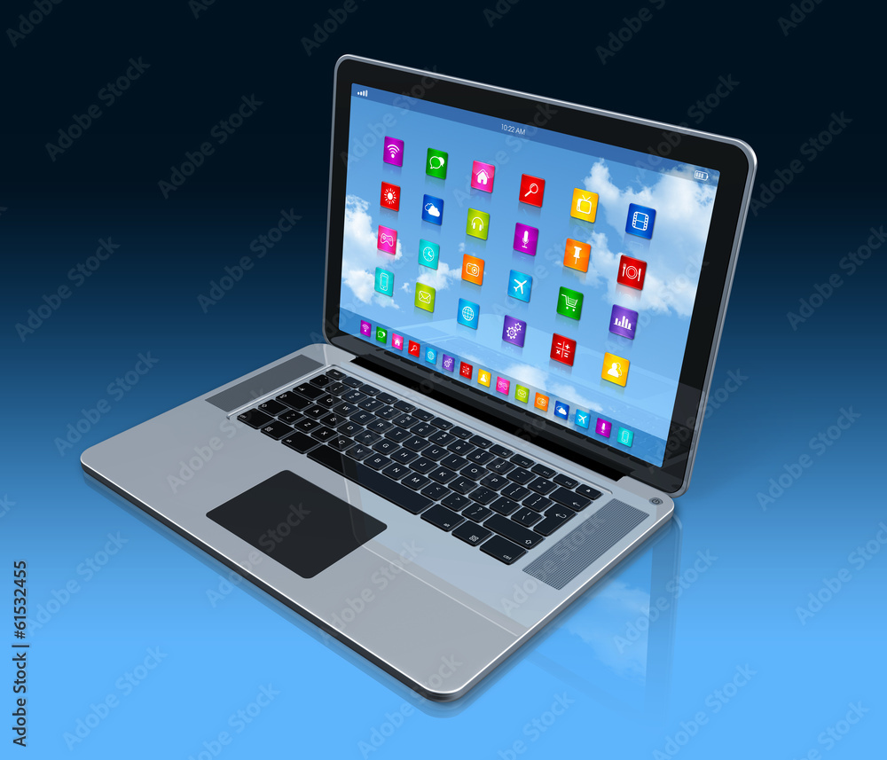 Laptop Computer - apps icons interface Laptop Computer - apps icons interface