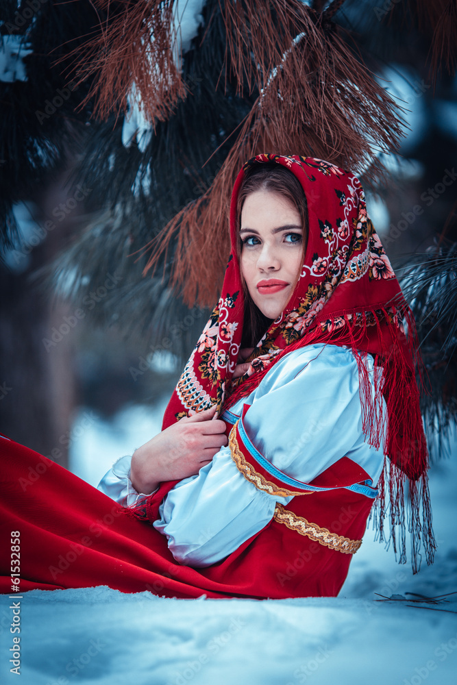 Русская девушка в лесу Stock Photo | Adobe Stock