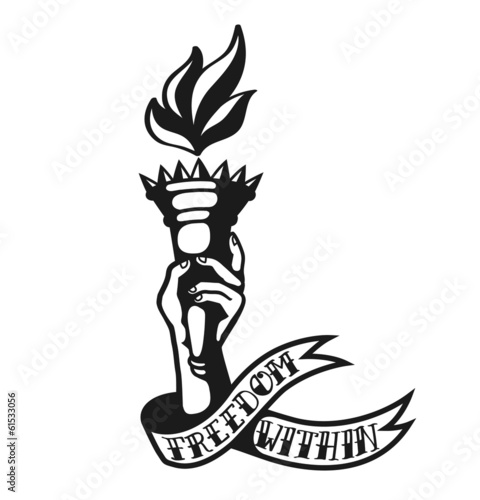 Freedom within: cool tattoo design of hand holding liberty torch