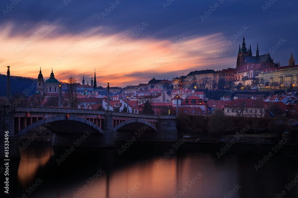 Czech Republic, Prague,  Mala Strana during sunset