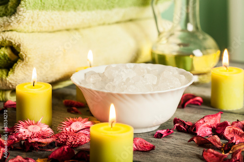 SPA still life: aromatherapy candle and other