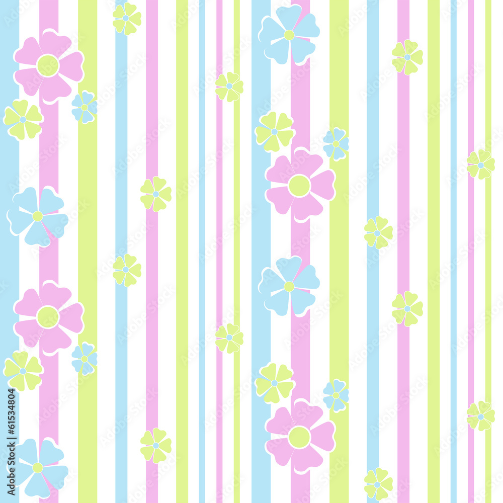 Seamless floral pattern on striped Seamless floral pattern on striped