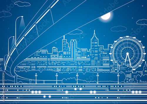 Vector lines city,  trasport overpass, city infrastructure