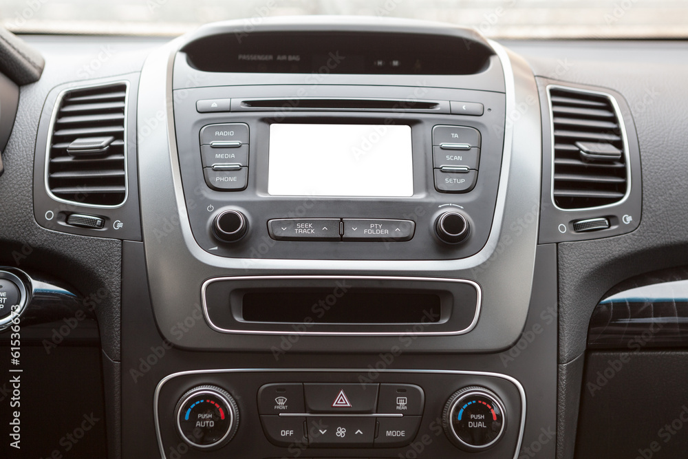 Central part of dashboard with cutout blank screen Central part of dashboard with cutout blank screen