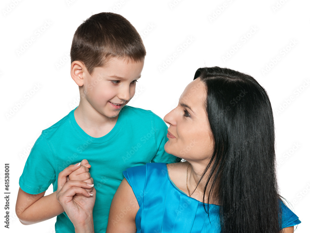Smiling little boy with his mother Smiling little boy with his mother
