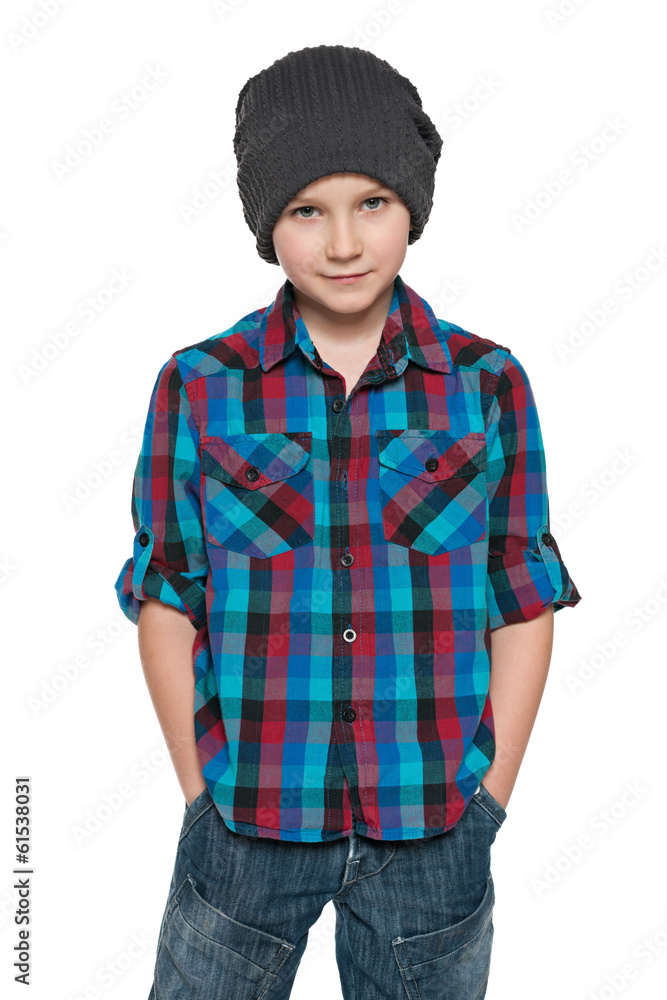 Fototapeta premium Fashion young boy in the hat
