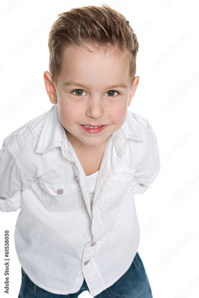 Cute little boy in the white shirt Cute little boy in the white shirt