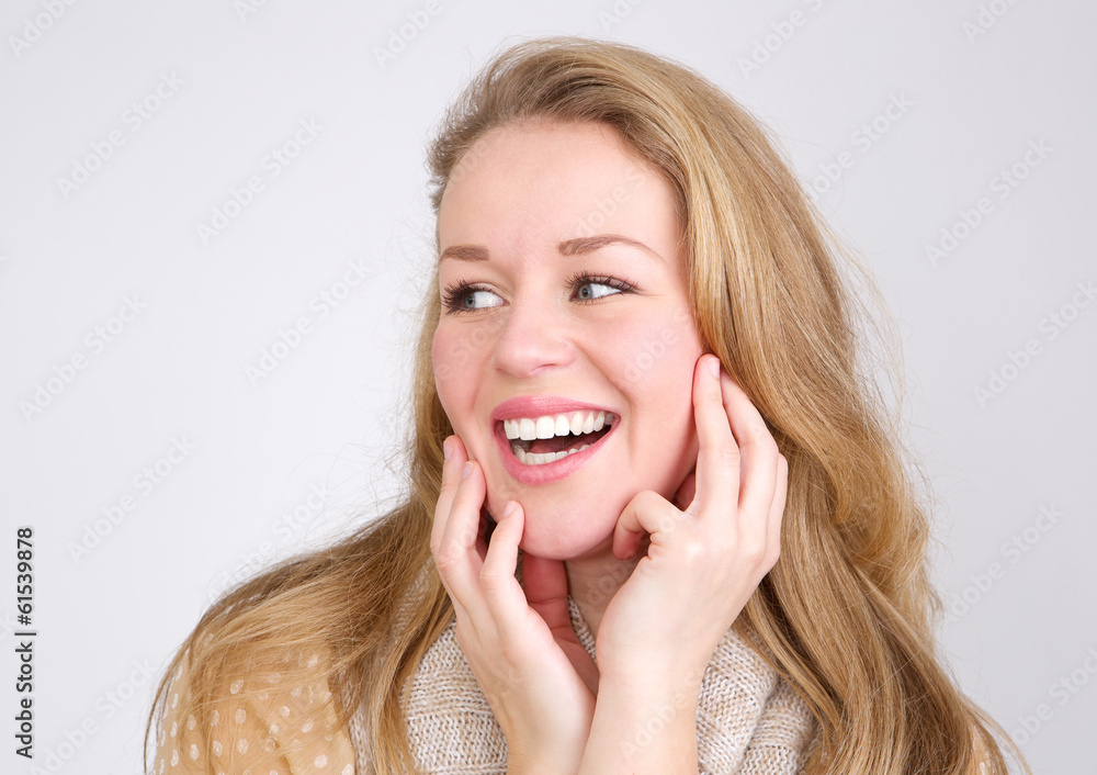 Close up portrait of a laughing young woman Close up portrait of a laughing young woman