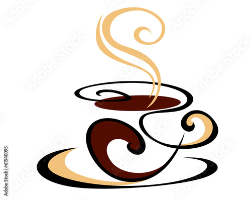 Swirling cup of steaming coffee