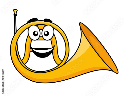 Catoon illustration of a french horn