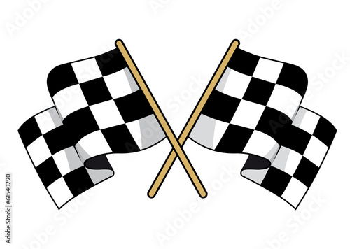 Crossed black and white checkered flags