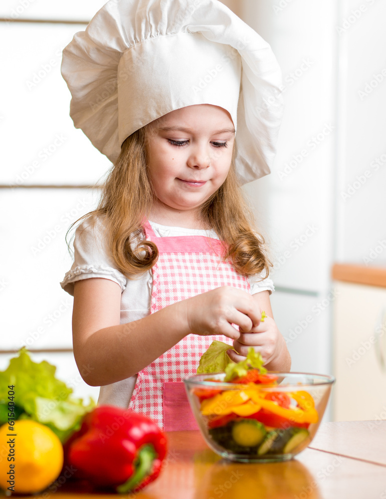 kid girl preparing healthy food vegetable salad kid girl preparing healthy food vegetable salad