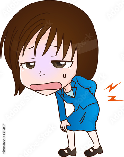 腰痛で苦しんでいる女性のイラスト