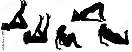 Vector silhouettes of sexy women.