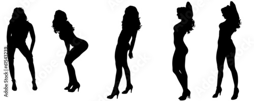 Vector silhouettes of sexy women.