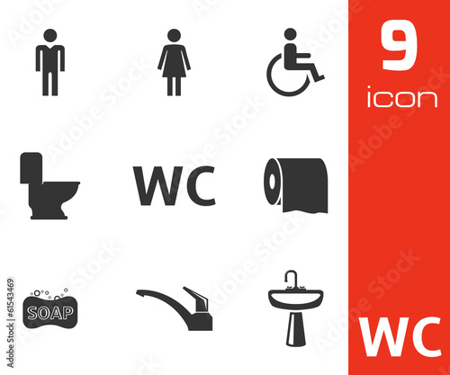 Vector black toilet icons set