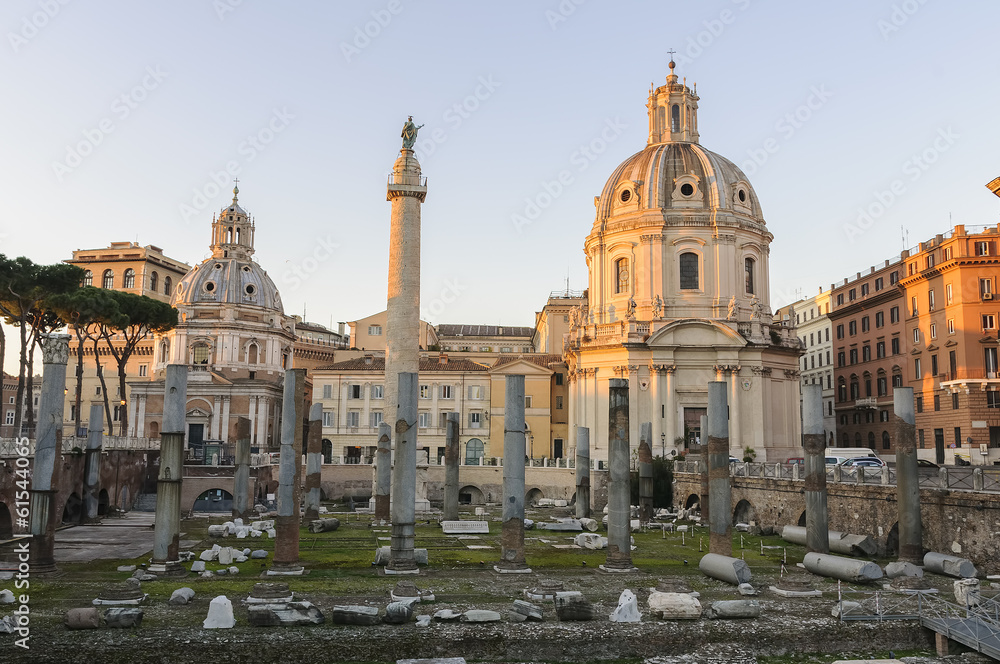 Basilica Ulpia and Trajan Column at dawn