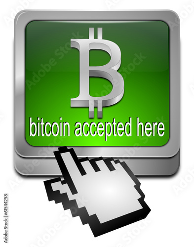Bitcoin accepted here Button mit Cursor