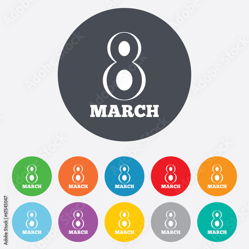 8 March Women's Day sign icon. Holiday symbol.