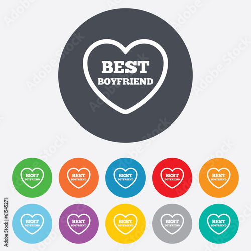 Best boyfriend sign icon. Heart love symbol.