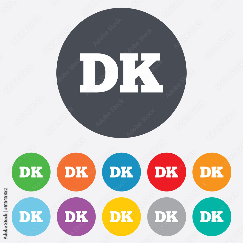 Denmark language sign icon. DK translation. Denmark language sign icon. DK translation.
