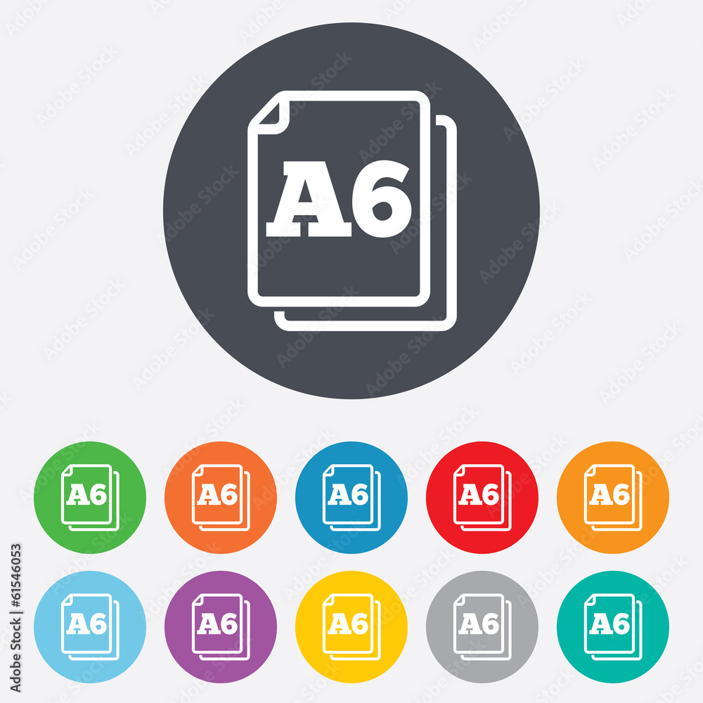 Paper size A6 standard icon. Document symbol. Paper size A6 standard icon. Document symbol.