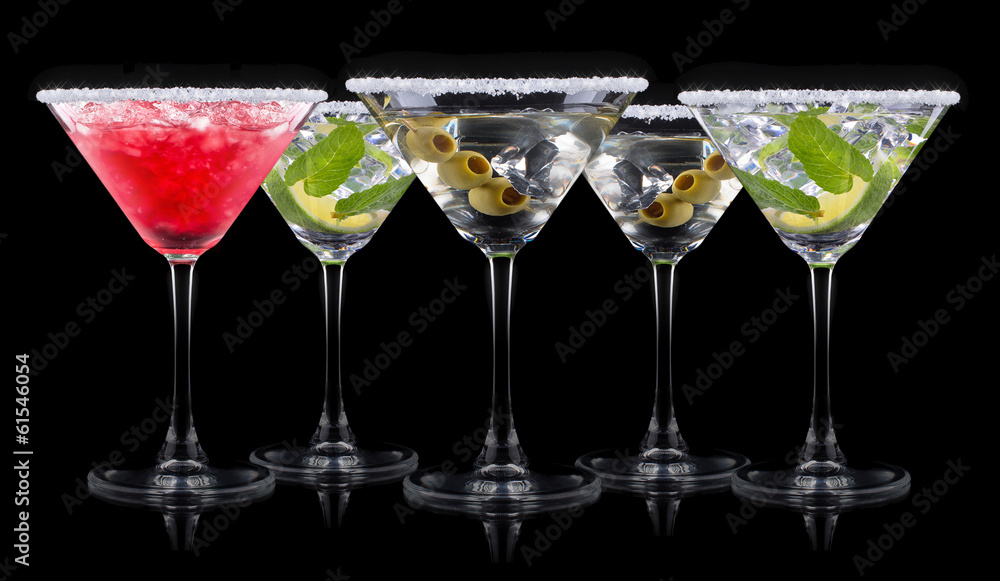 Obraz premium alcohol cocktail set on a black
