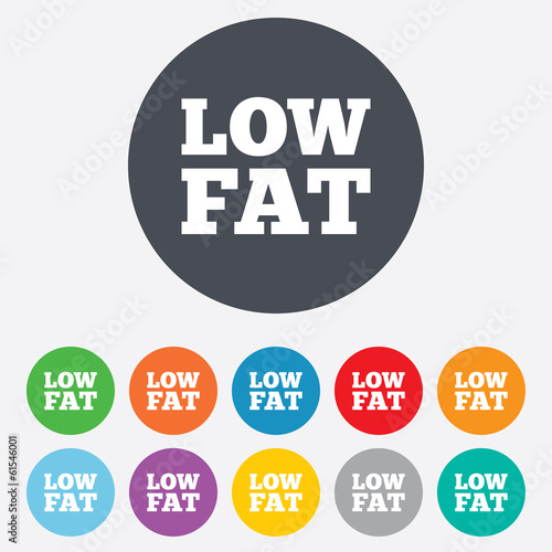 Low fat sign icon. Salt, sugar food symbol.