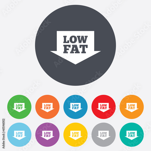Low fat sign icon. Salt, sugar food symbol.