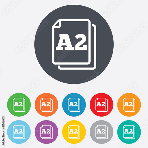 Paper size A2 standard icon. Document symbol.
